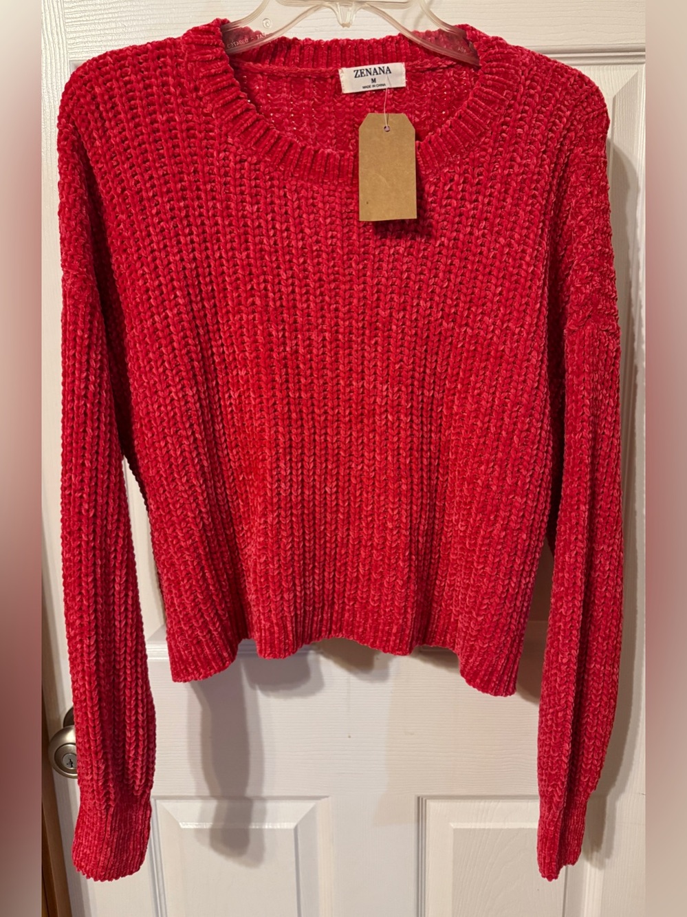NWOT Zenana Cozy Chenille Crewneck Sweater - Red Size Medium